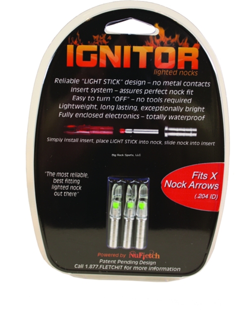 Picture of Nufletch Archery 204 Ignitor Lighted Nocks For X Nock Arrows Grn
