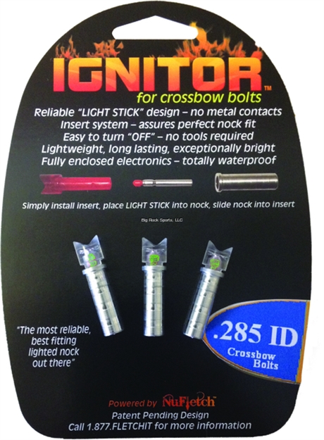 Picture of Nufletch Archery 285 Ignitor Lighted Nock 3Pk Cross Bolt Carbon