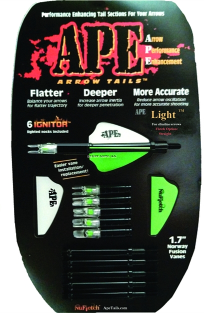 Picture of Nufletch Archery Ape Tail 6 Grn Lighted Nocks Fits Std 2020-Bk/Grn-6Ln