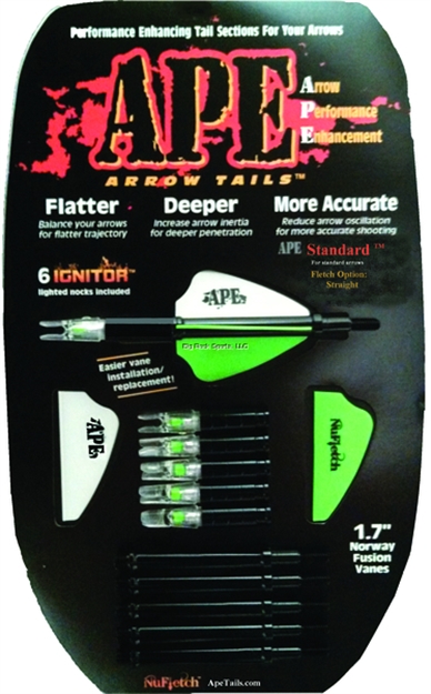 Picture of Nufletch Archery Ape Tail 6 Grn Lighted Nocks Fits Std