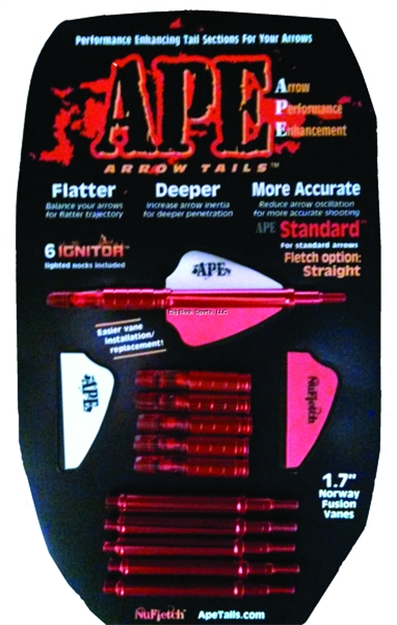 Picture of Nufletch Archery Ape Tail Std 6 Red Lighted Nocks Fits Std