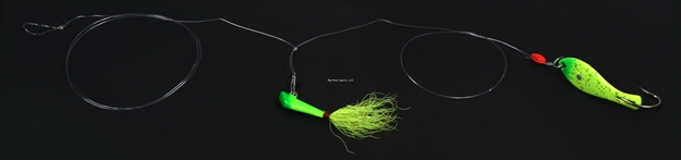 Picture of Nungesser Shad Rig, White/Yellow/Yellow Dart, Yellow-Green Tip 000 Spoon