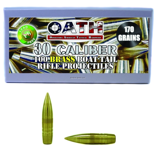 Picture of Oath Corporation Bullets 30 Caliber .308 170Gr Solid Brass Boat Tail