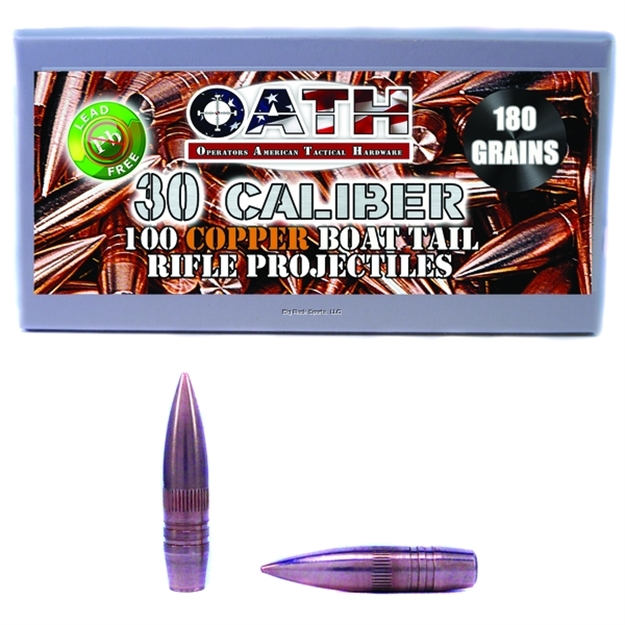 Picture of Oath Corporation Bullets 30 Caliber .308 180Gr Solid Copper Boat Tail