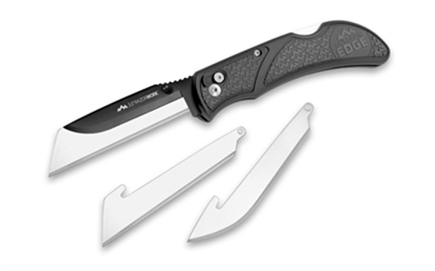 Picture of  Outdoor Edge Rw3060c Razorwork  3" Folding Drop Point/Utility Plain/Gut Hook Black Satin 420J2 SS Blade, Gray Nonslip Gray Grivory W/Tpr Inserts Handle