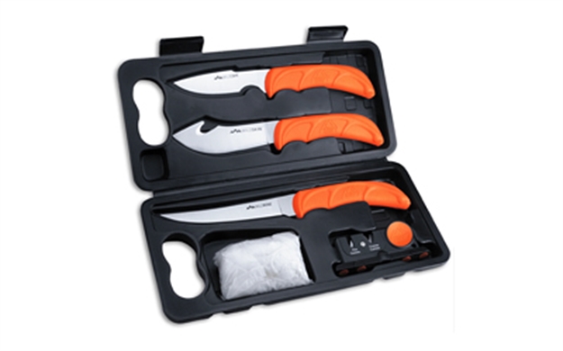 Picture of Outdoor Edge Wl6 Wildlite Game Processor Kit Fixed Boning/Caper/Skinner Plain 420J2 SS Blades, Blaze Orange Textured Tpr Handles, 5 Pieces Includes Carry Case WL-6 743404201610