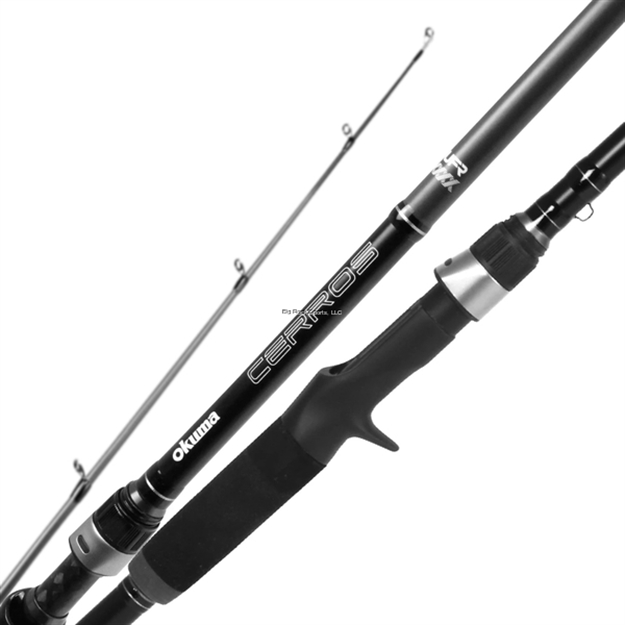 Picture of Okuma Fishing Tackle Cerros 7'6 Heavy Casting Rod 24-Ton Carbon Construction Split Rear Grip Handle. Pitching Big Worm