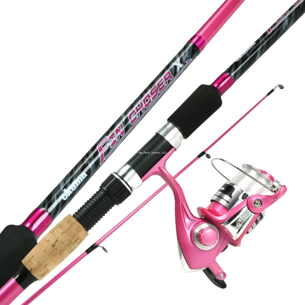 Picture of Okuma Fishing Tackle Fin Chaser X Spinning Combo, 7', Mh, 2Pc Pink Rod, Fnx-40 1Bb Pink Reel, 140Yds/12Lb, 1/4Oz - 3/4Oz Lures.