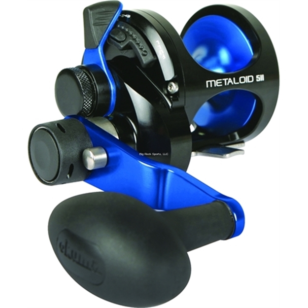 Picture of Okuma Fishing Tackle Metaloid Machined Aluminum 2 Speed Lever Drag Reel RH Hpg 4Bb 6.4:1 & 3.8:1 Mono 430/15 M-5Iib