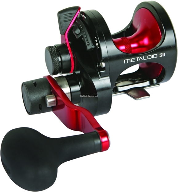 Picture of Okuma Fishing Tackle Metaloid Machined Aluminum 2 Speed Lever Drag Reel RH Hpg 4Bb 6.4:1 & 3.8:1 Mono 430/15 M-5Iir