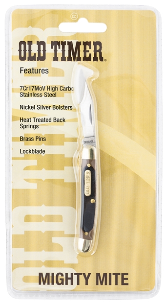 Picture of Old Timer 18Otcp Old Timer Mitey Mite 2" Folding Clip Point Plain 7Cr17mov High Carbon SS Blade Sawcut Handles With Nickel Silver Bolsters Handle