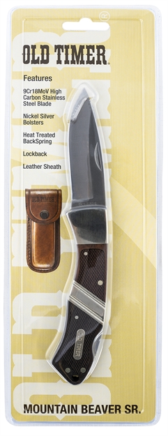 Picture of Old Timer 290Tcp Old Timer Mountain Beaver Sr. Lockback 3.20" Folding Drop Point Plain 9Cr18mov High Carbon SS Blade Rosewood/Ebony Wood Handle