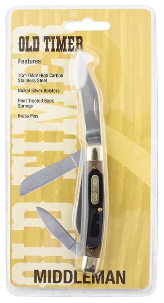 Picture of Old Timer 34Otcp Middleman  2.40" Folding Clip/Sheepsfoot/Pen Plain 7Cr15mov SS Blade Sawcut Bone Handle 340TCP 044356001366