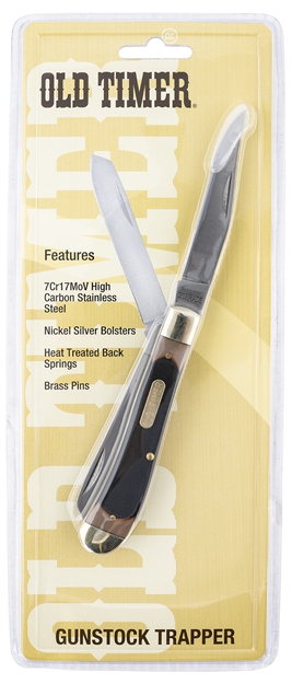 Picture of Old Timer 940Tbcp Old Timer Gunstock Trapper 3.03" Folding Clip Point/Spey Plain 9Cr18mov High Carbon SS Blade Sawcut Bone With Nickel Silver Bolsters Handle