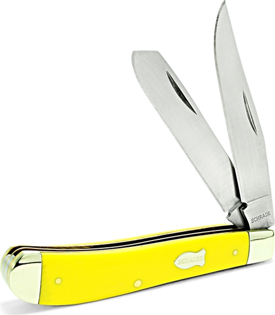 Picture of Old Timer Gunstock Trapper Folding 2-Blade Pocket Knife, 3.9" Closed, Yellow Handle 94OTY