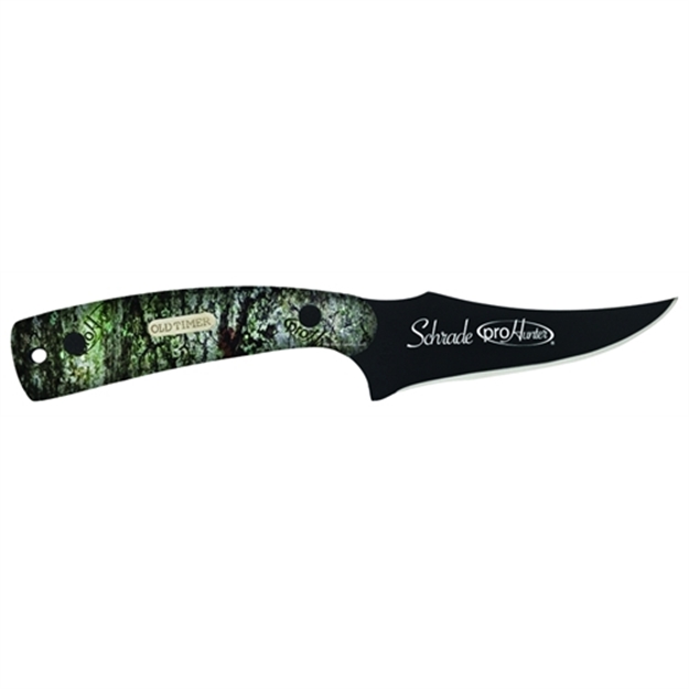 Picture of Old Timer Sharpfinger Full Tang Fixed Blade Knife, Camo, 3.3" Blade, Leather Sheath