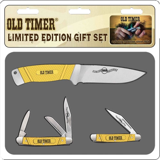 Picture of Old Timer Timer Knife LE Yellow Set W/ 3 Knives/Gift Tin Promo Q4