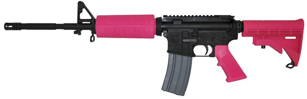 Picture of Olympic Plinker+Ftpk Ar-15 Plinker Plus Flat Top 5.56Nato 16" 30+1 Pink Stk Blk