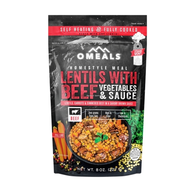 Picture of Omeals Self Heating Homestyle Meal, Lentils With Beef, 8Oz, Fully Cooked