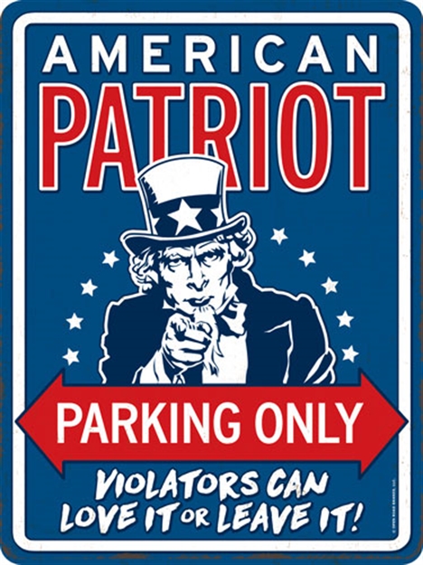 Picture of Open Road Brands Road Brands Die Cut Emb Tin Sign Patriot Parking