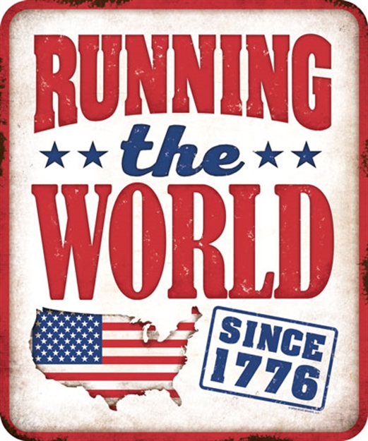 Picture of Open Road Brands Road Brands Die Cut Emb Tin Sign Running The World