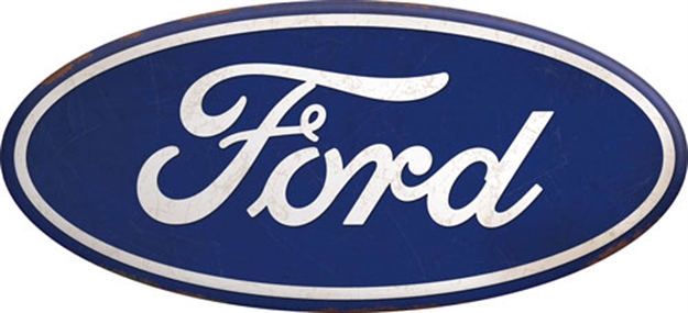 Picture of Open Road Brands Road Brands Hollow Curved Tin Button Ford Logo Blue