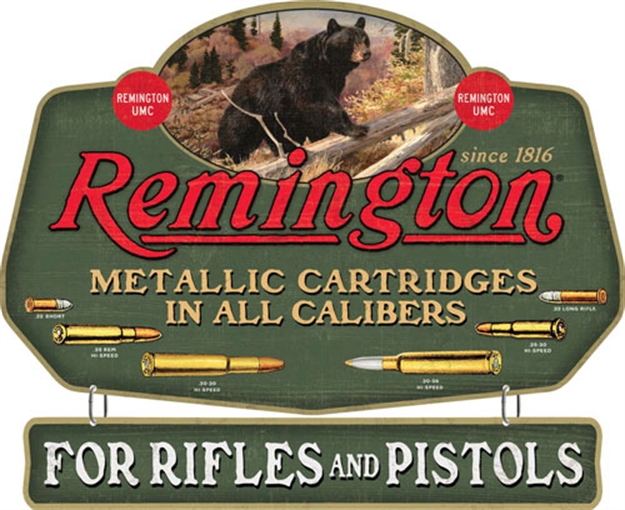 Picture of Open Road Brands Road Brands Linked Emb Tin Sign Remington Bear/Bullet