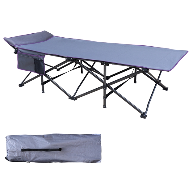Picture of Osage River Deluxe Cot W Built IN Pillow Gray W Lavender Trim