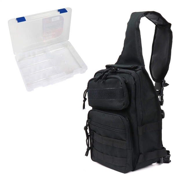 Picture of Osage River Fishing Sling Bag W/ Medium Tackle Box - Black
