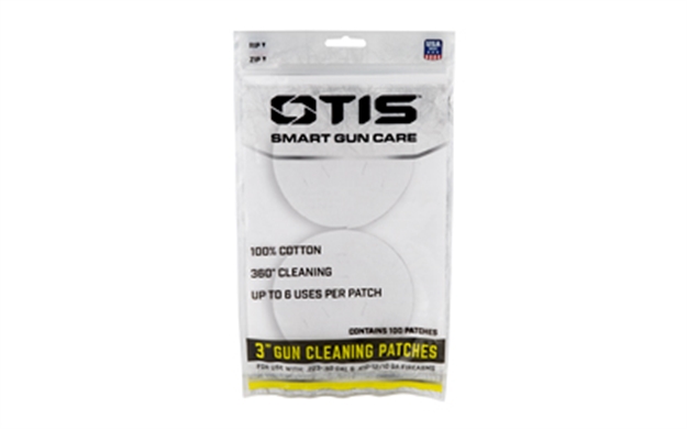 Picture of Otis Fg919100 All Caliber Cleaning Patches Multi-Caliber 3" Cotton 100 Per Pkg FG-919-100