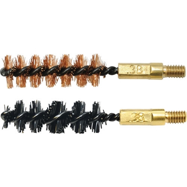 Picture of Otis Fg338nb Bore Brush Set  9Mm/38 Spl/375/380 Cal 8-32" Thread 2" Long Bronze/Nylon Bristles 2 Per Pkg FG-338-NB