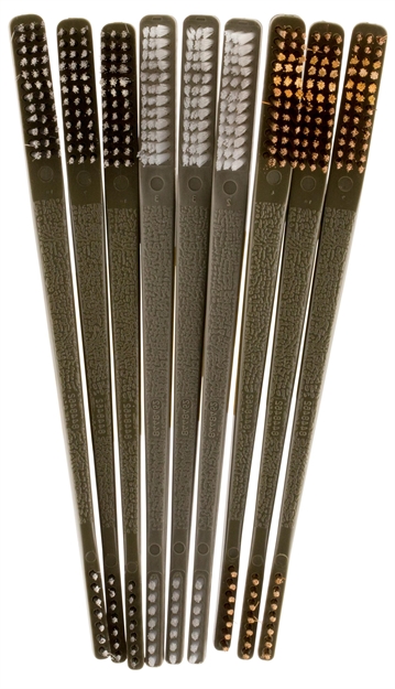 Picture of  Otis Fg316bp AP Brushes Variety Pack Multi-Caliber Universal Firearm 10" Long Bronze/Nylon/Stainless Steel Bristles 9 Per Pkg 014895316092