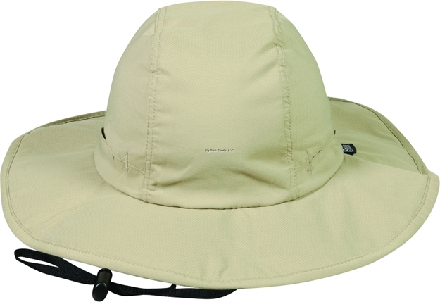 Picture of Outdoor Cap Hat, Khaki, Mesh Crown, Side Vents, Chin Drawstring,  Bungee Adj.