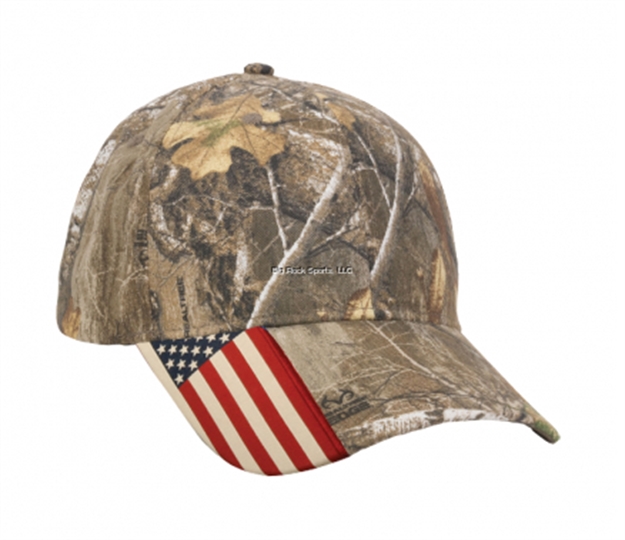 Picture of Outdoor Cap Meshback Cap With American Flag Leather Patch ON Front Center, Realtree Edge/ Brown