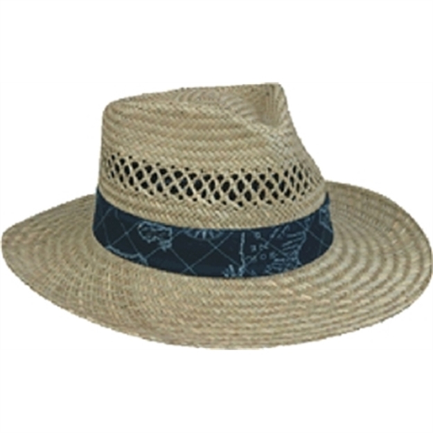 Picture of Outdoor Cap Sunblock Straw Hat Lindu Asst Nautical Print Bands LD-905