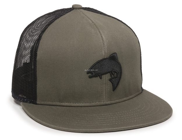 Picture of Outdoor Cap Putty/Black With Trout 6 Panel Structured Mesh Back Fishing Cap With Plastic Snap