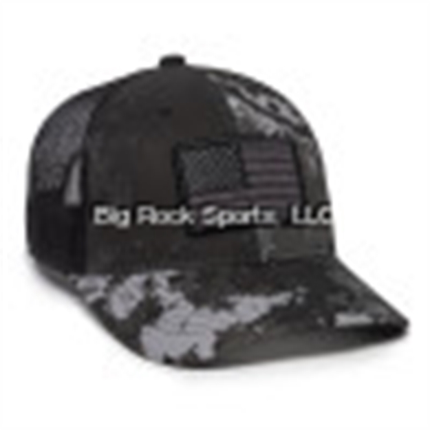 Picture of Outdoor Cap Usa Flag Patch Pro Round Crown Meshback Cap Veil Tac-Black/Blk