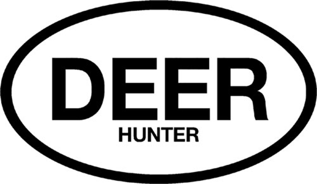 Picture of Outdoor Decals Decals Deer Hunter Oval 6"X3.5" Black ON White