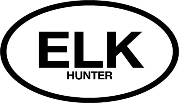Picture of Outdoor Decals Decals Elk Hunter Oval 6"X3" Black ON White