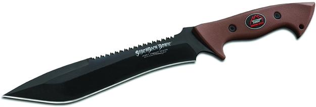 Picture of Outdoor Edge Saberback Bowie Fixed Blade Survival/Camp Knife, 10.3" Blade, Saw Tooth, Tpr Handle,  Nylon Scabbard, Clam