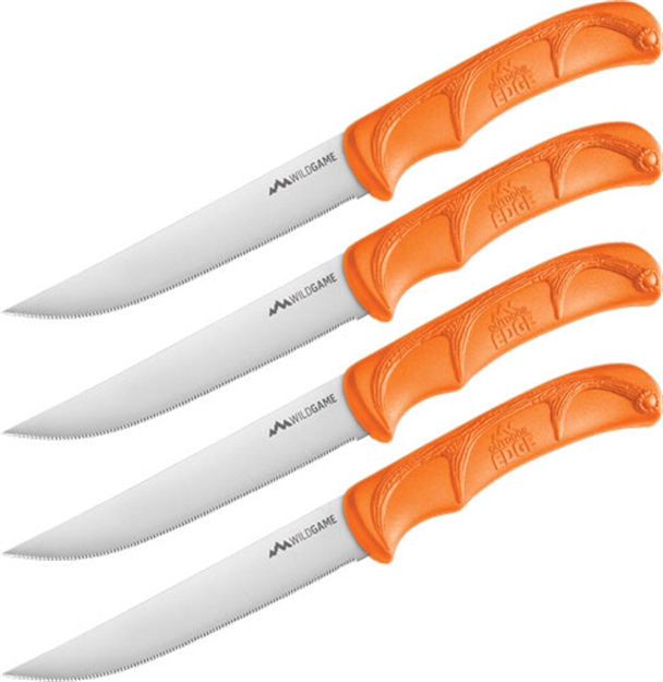 Picture of Outdoor Edge Edge 5" Steak Knives 4-Pack Orange Handle Clam Pack