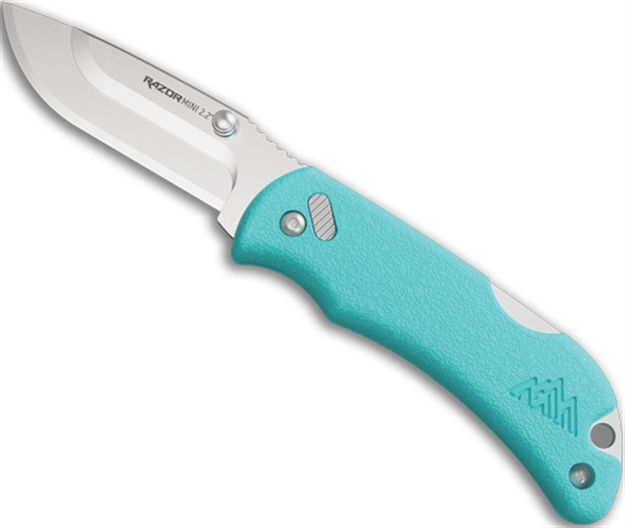 Picture of  Outdoor Edge Rms222c Razormini  2.20" Folding Plain 420J2 SS Blade Aqua Abs Polymer Handle 743404202365