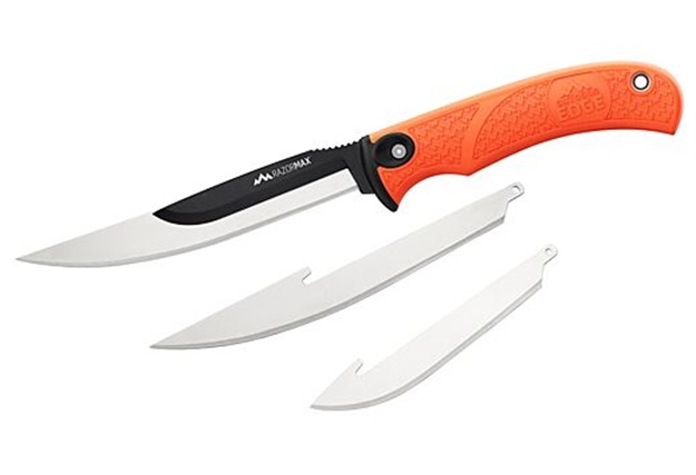 Picture of  Outdoor Edge Rmb20c Razormax  6 Blades, 3.50" Drop Point/5" Boning Fillet Folding Plain Satin/Black Oxide 420J2 SS Blades, Blaze Orange Textured Tpr Handle