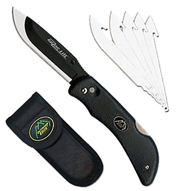 Picture of  Outdoor Edge Ro10c Razorpro  3.50" Folding Razor/Gut Plain 420J2 SS Blade, Black Tpr Handle, Includes Replacement Blades