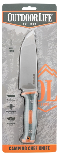 Picture of Outdoor Life Olfix002ogn Camp  6" Fixed Chef Plain Satin 7Cr17mov SS Blade Frn Green/Orange Handle