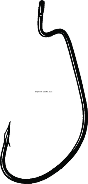 Picture of Owner Bass J Hook With Cutting Point, Size 2/0, Z Bend, Worm, Black Chrome, 6 Per Pack