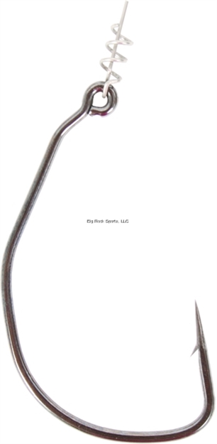 Picture of Owner Beast Soft Bait Hook With Twistlock Centering-Pin Spring, Size 4/0, Needle Point, Forged Shank, Weedless, Black Chrome, 3 Per Pack