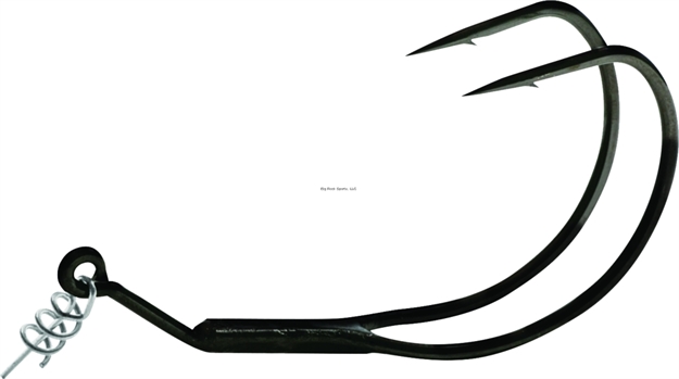 Picture of Owner Double Toad Bass Hook, Size 5/0, Needle Point, V Angle, Black Chrome, 2 Per Pack