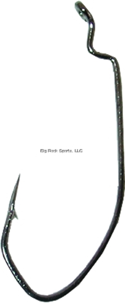 Picture of Owner Down Shot Hook With Cutting Point, Size 2, Forged Shank, Shoulder Bend, Light Wire, Down Eye, Black Chrome, 7 Per Pack