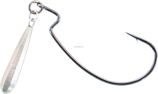 Picture of Owner Jigrig Soft Plastic Hook With Tungsten Weight, Size 3/0, 3/16 Oz, Needle Point, Z Bend, Light Wire, Black Chrome, 2 Per Pack